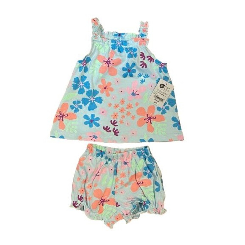 Newborn Girl's Sleeveless Dress w/ Bloomers Summer Floral Okie Dokie 2pc set